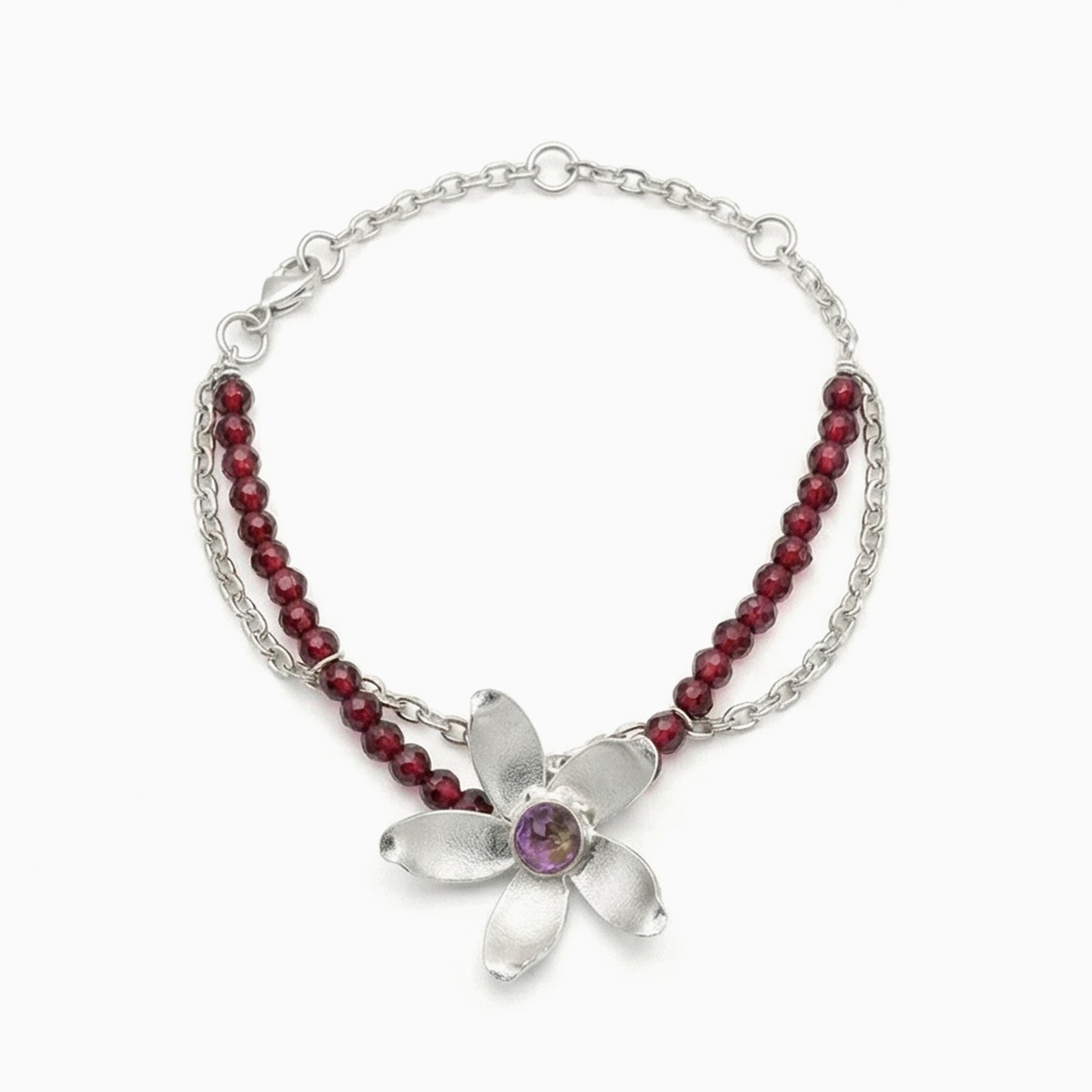 優雅手工花銀手鍊