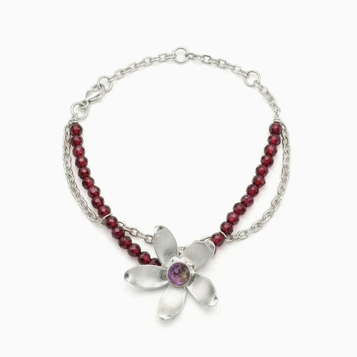 優雅手工花銀手鍊