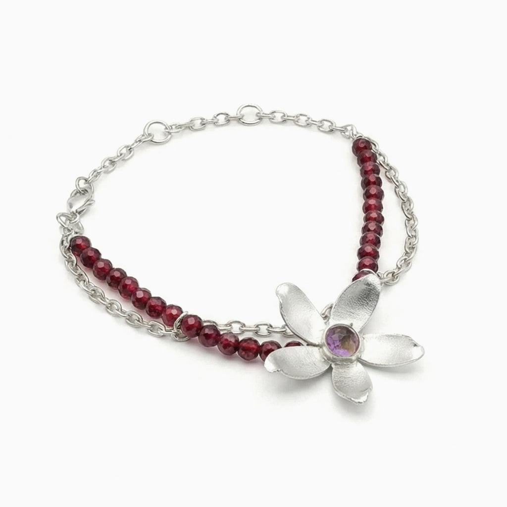 優雅手工花銀手鍊