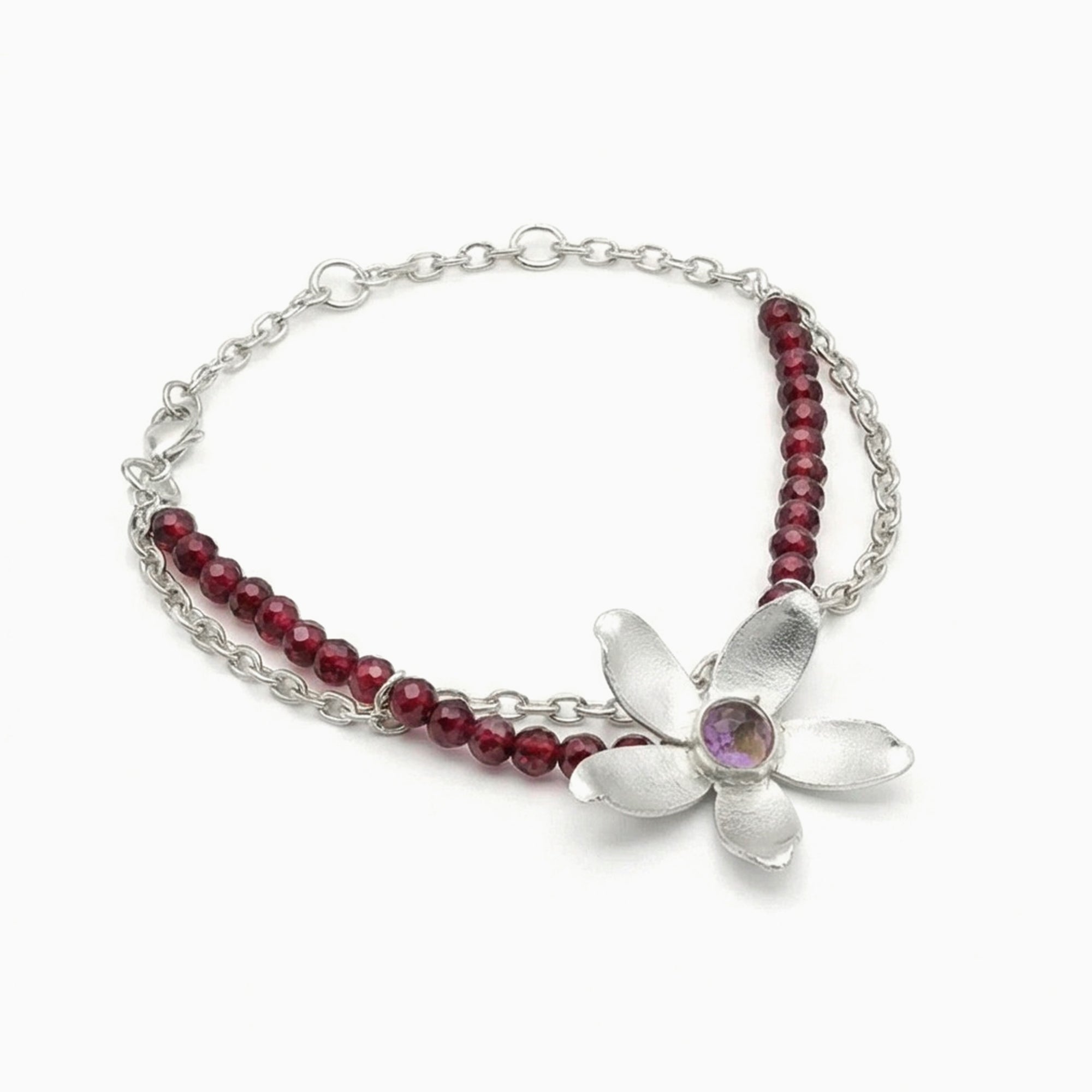 優雅手工花銀手鍊