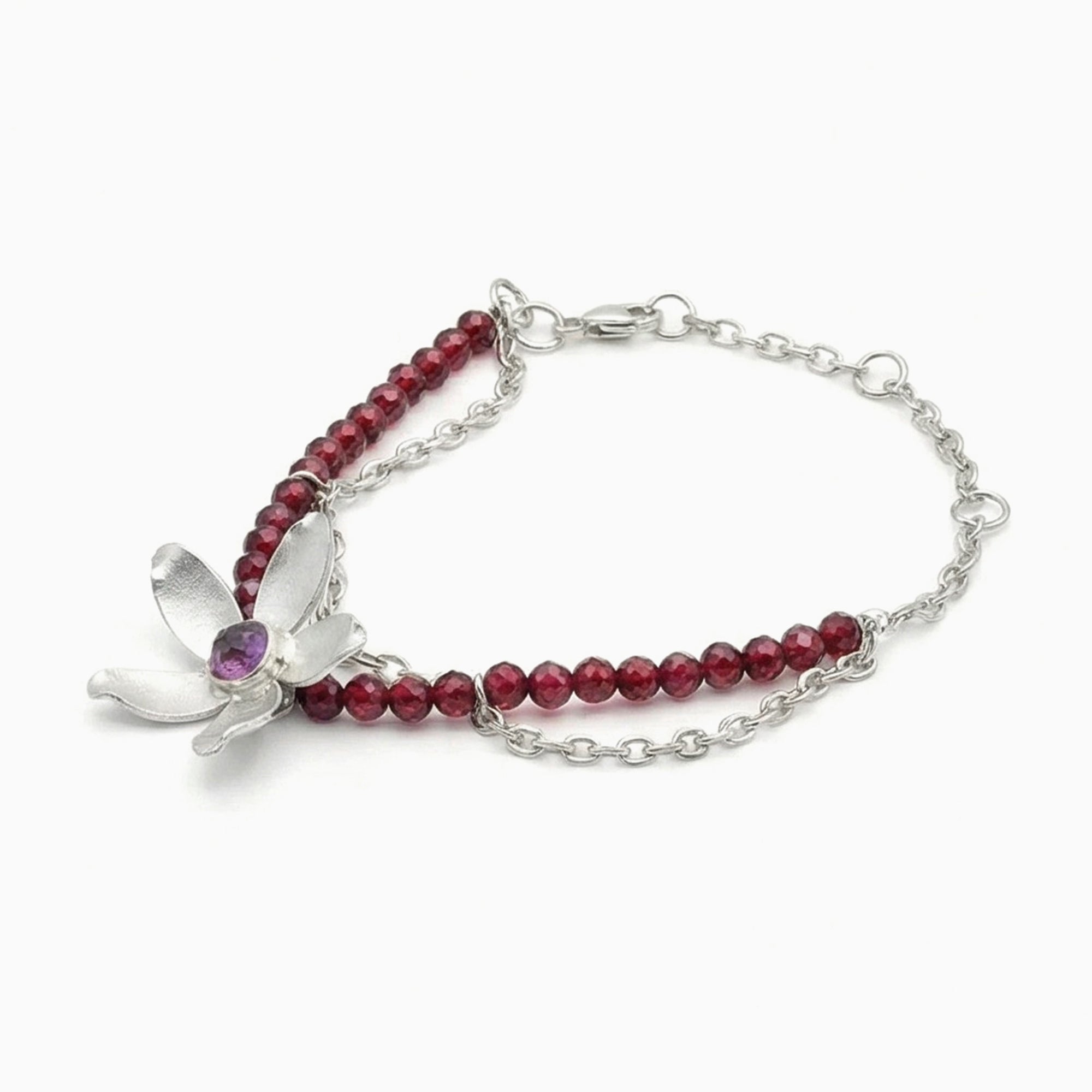 優雅手工花銀手鍊