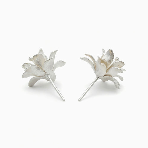 夏日荷花 多層手工雕刻耳釘