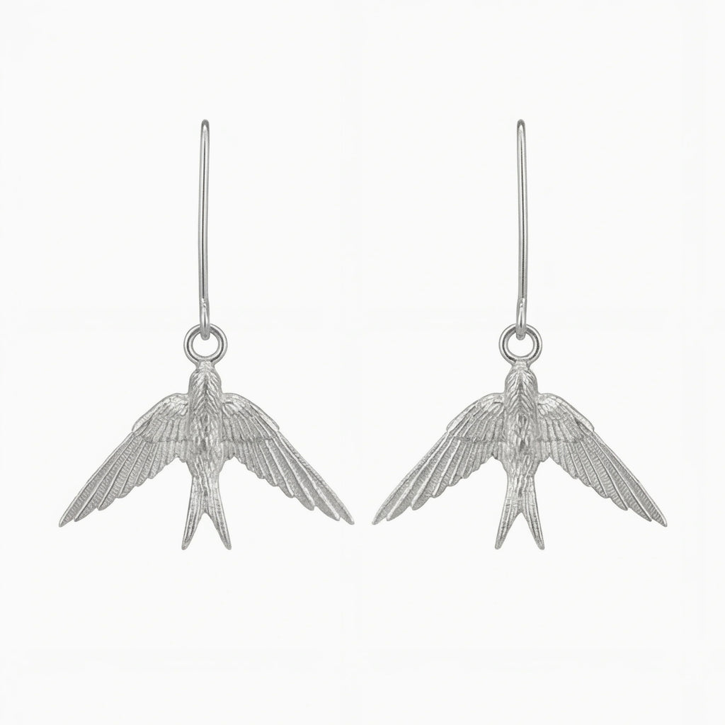 雙面雕刻燕子耳環