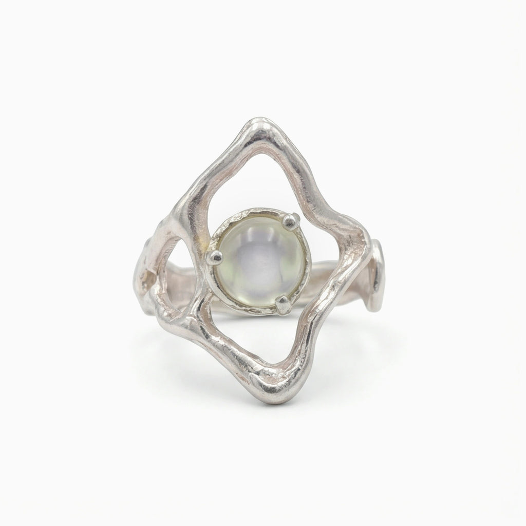 雲南南紅瑪瑙手工錘打鑲嵌戒指