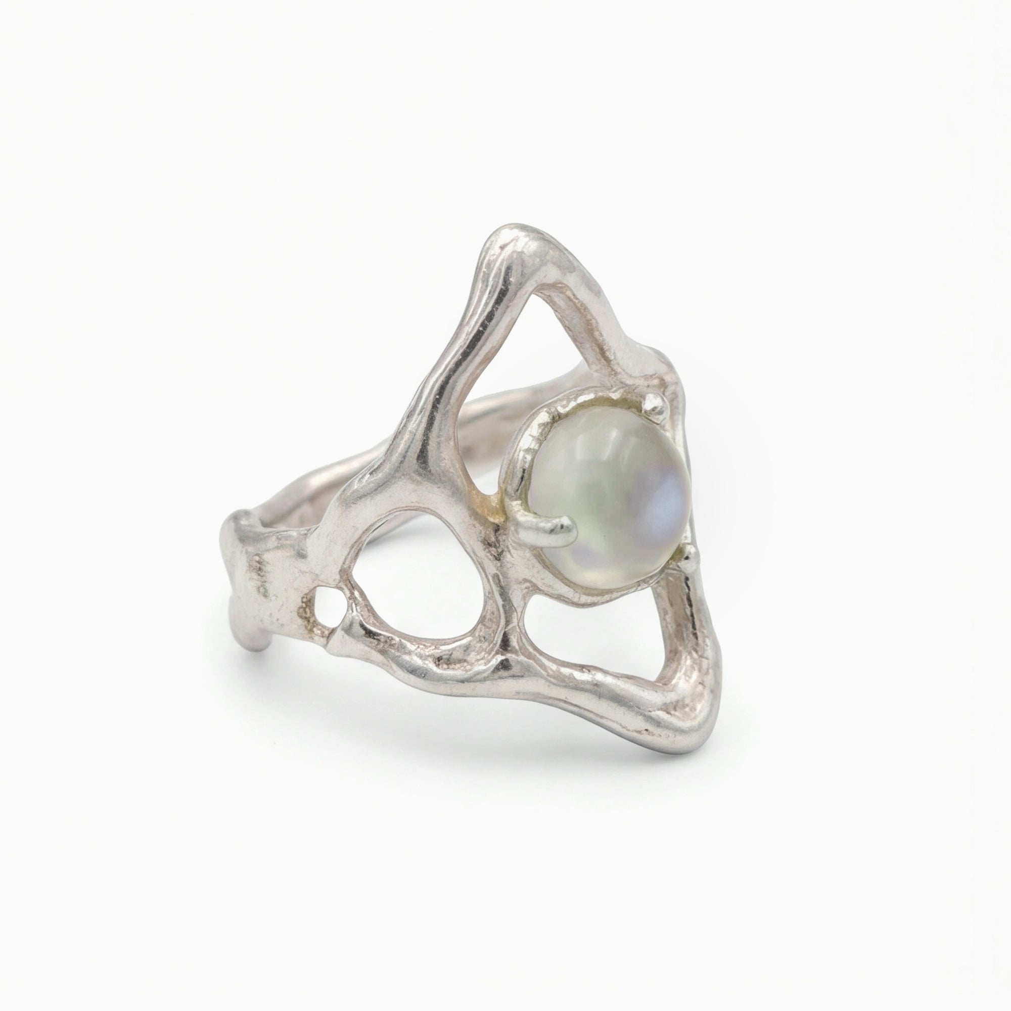 雲南南紅瑪瑙手工錘打鑲嵌戒指