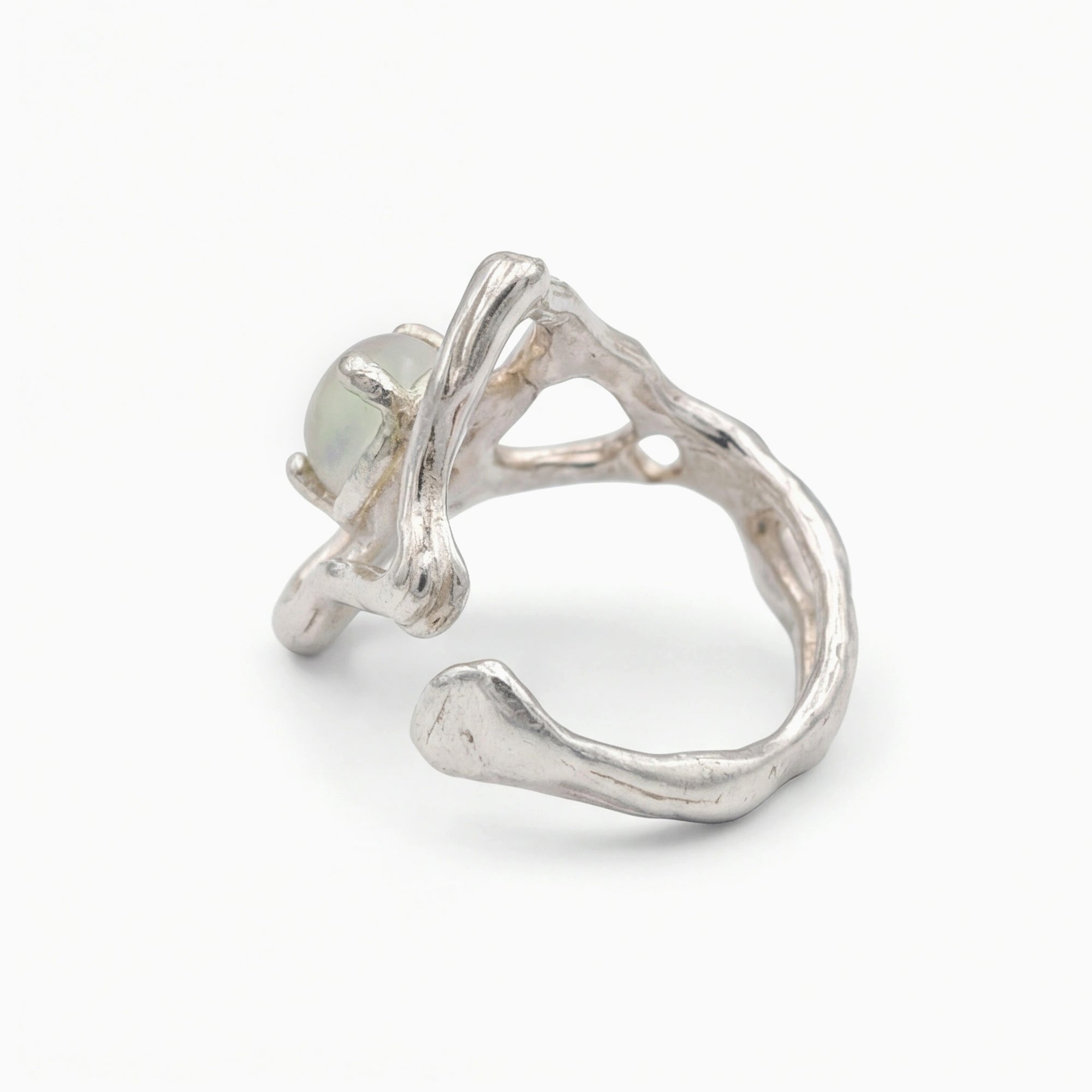 雲南南紅瑪瑙手工錘打鑲嵌戒指