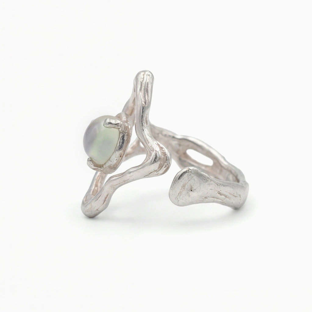 雲南南紅瑪瑙手工錘打鑲嵌戒指